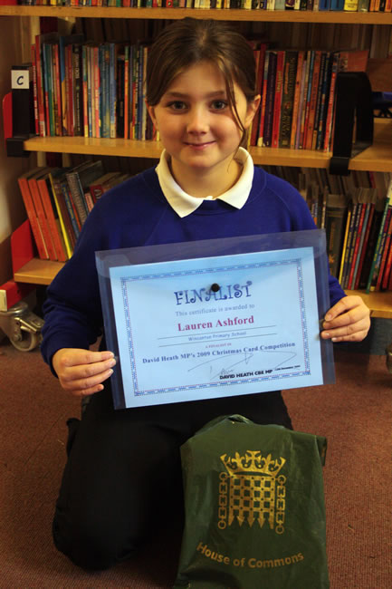 Lauren Ashford, one of only fifteen finalists in the annual competition to design a Christmas Card for Somerset and Frome MP David Heath