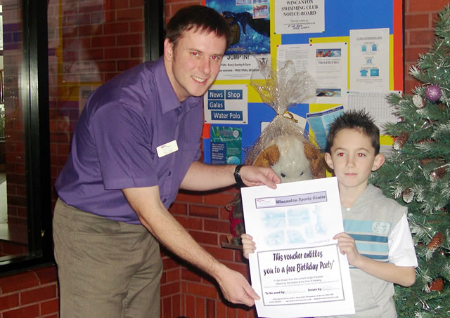 Lewis Caines (8) won the First Prize of a Party at Wincanton Sports Centre