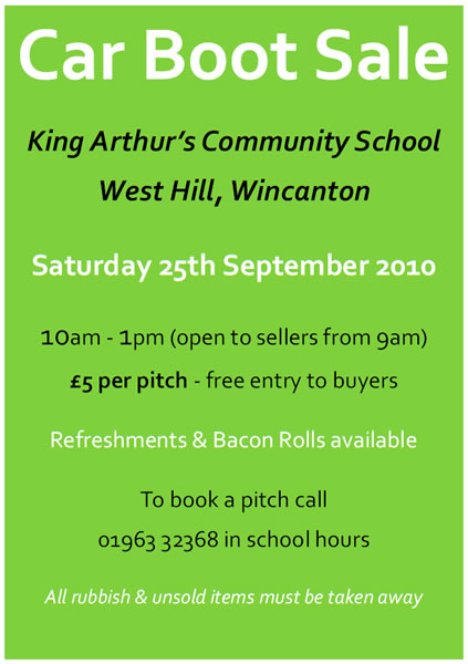 Friends of King Arthur's Car Boot Sale poster