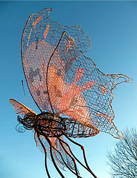 A butterfly constructed using layered wire