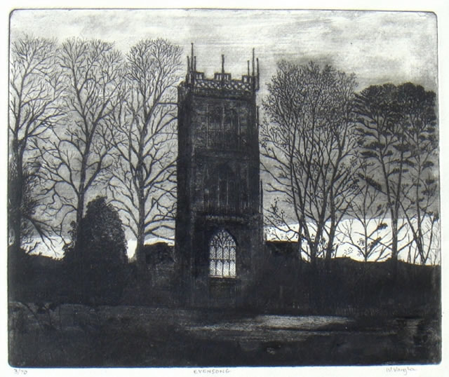Evensong - Etching by Professor Will Vaughan