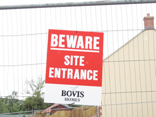 New Barns site entrance warning sign