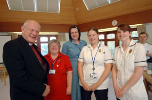 Rt. Rev. Peter Price, Lord Bishop of Bath and Wells, with Wincanton Commnuity Hospital staff