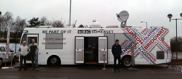 The BBC Somerset Bus, parked up in Morrison's car park.