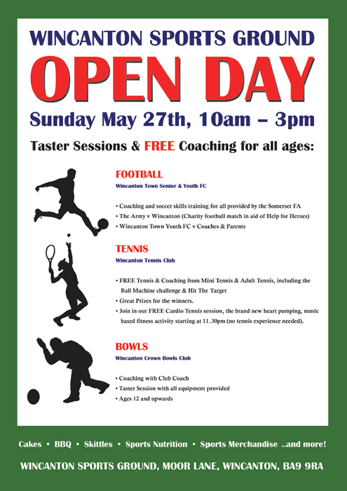 Wincanton Sports Ground Open Day poster