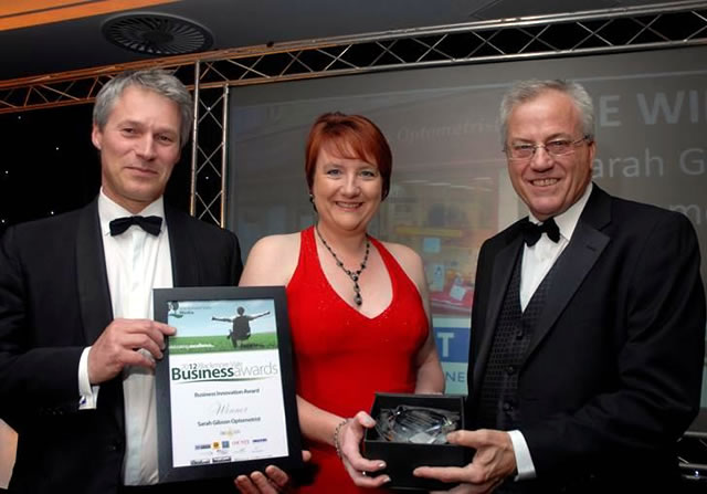 Sarah Gibson being presented with the Blackmore Vale Business Innovation Award