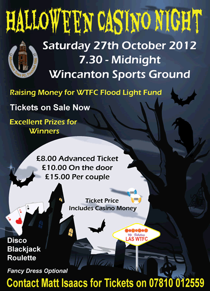 Wincanton Town Football Club Casino Night poster