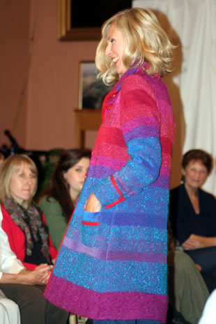 A brightly coloured coat at the Preview charity fashion show