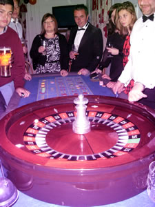 Roulette table at the Wincanton Town Football Club Hallowe'en Casino Night