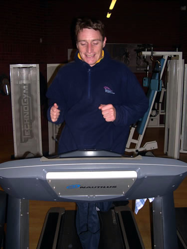 Daryl Jacob, winner of the 2012 Grand National and Wincanton resident, using a treadmill at Wincanton Sports Centre