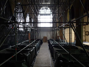 View through Wincanton Parish Church during roof repairs