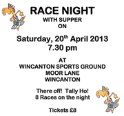 Race Night for Wincanton Community Hospital - Tally Ho, They're Off!