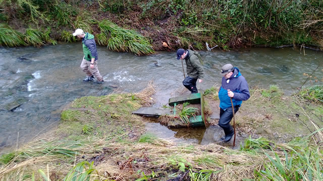 Mike Blackmore, Gary Hunt and Matt Bishop undertaking a survey of the River Cale back in February