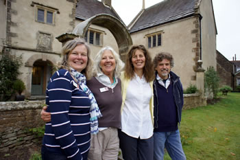 Linda Ireland, Sure Medlicott, Angus and Jayne Hart in front of Balsam House, Wincanton