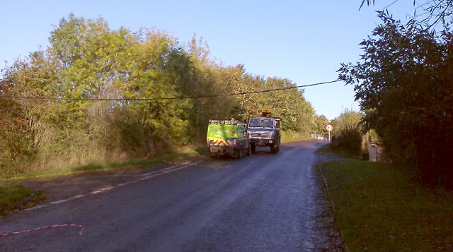 A power line drooping low over Common Road