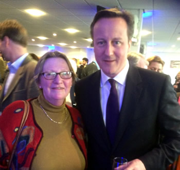 Ruth Kimber of Kimber's Farm Shop, Charlton Musgrove, with PM David Cameron