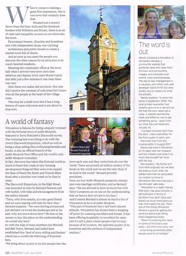 Somerset Life's Wincanton article, page one
