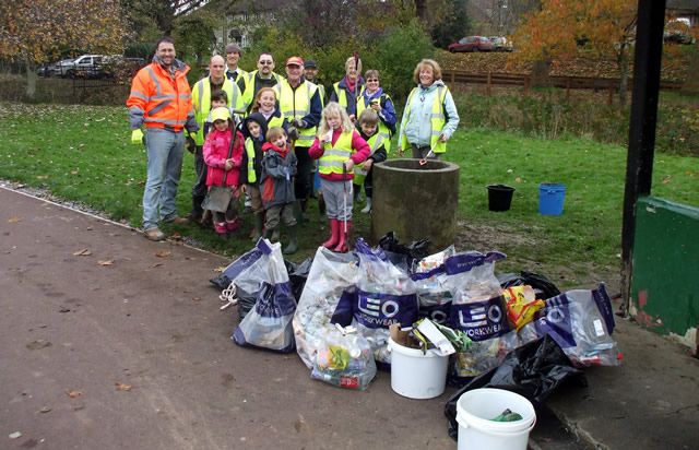 C.A.T.C.H. litter-pickers with the piles of rubbish they collected