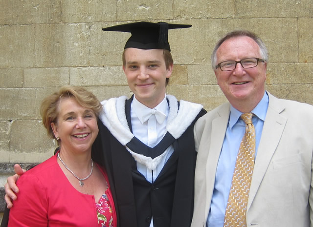 James with his parents, Jackie and Ian