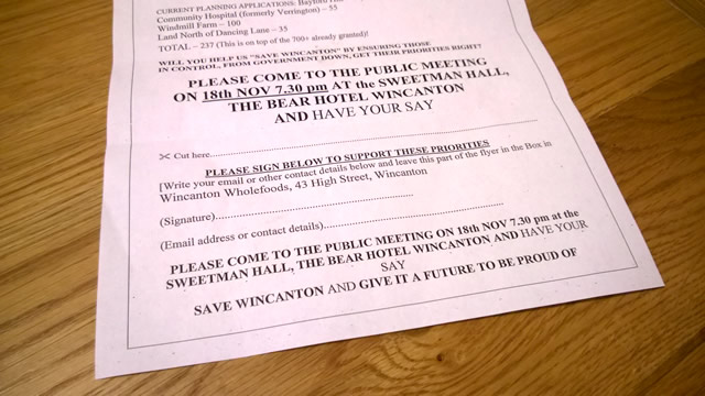 Wincanton housing crisis public meeting flyer
