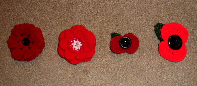 Sam Scammell's ever popular knitted poppy brooches