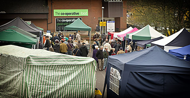 Wincanton Street Market taking place in Carrington Way car park