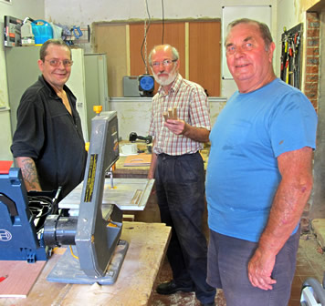 These shedders have used special equipment to make three small pieces of wood