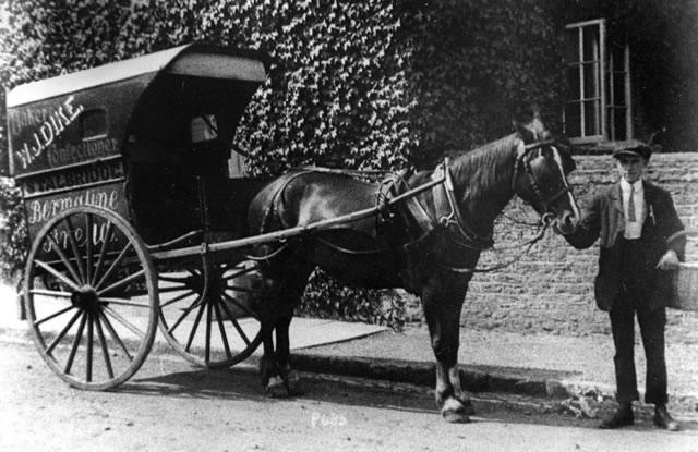The horse and cart used in the 1900s to deliver groceries around the village of Stalbridge.