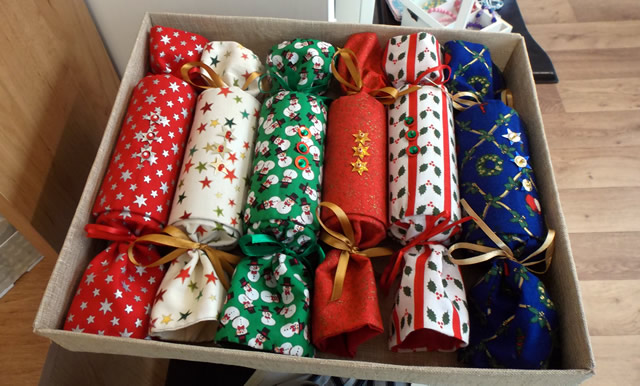 Re-usabled Christmas crackers made from fabric