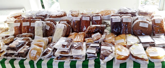 A selection of cakes at Wincanton Country Market during 2015
