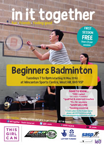 Beginners badminton for women and girls poster