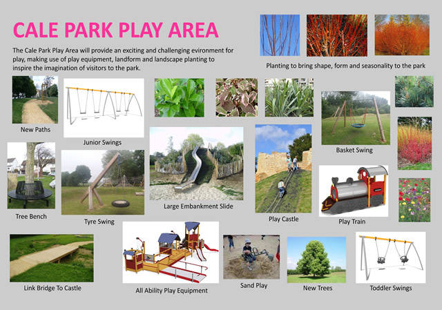 Examples of the new play equipment soon to be installed at Cale Park
