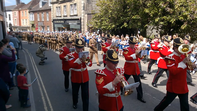 1 Regiment Army Air Corps parading up Wincanton High Street