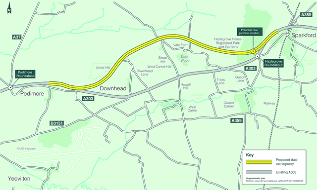 A303 dualling Sparkford to Ilchester option 2