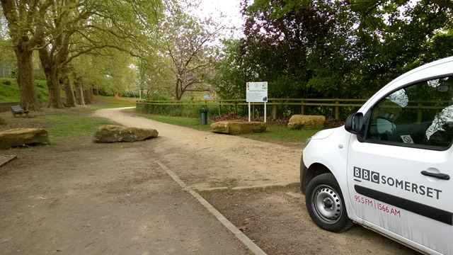 The BBC Somerset radio vehicle in the Cale Park car park