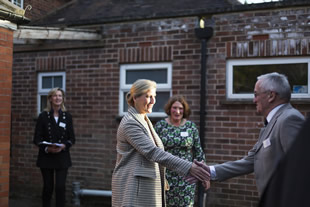 HRH The Countess of Wessex meeting men from the Men's Shed at the Balsam Centre - photo by Oscar Yoosefinejad