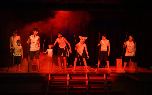 A scene from Lord of the Flies, performed by Wincanton Youth Theatre as part of their Spring 2018 show, A Spirit of Youth