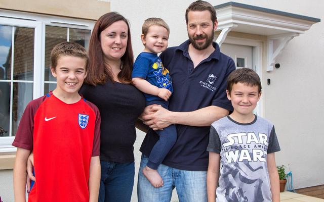 Joshua, Sarah, Noah, Andrew and Nathan at their Bovis Home in Wincanton