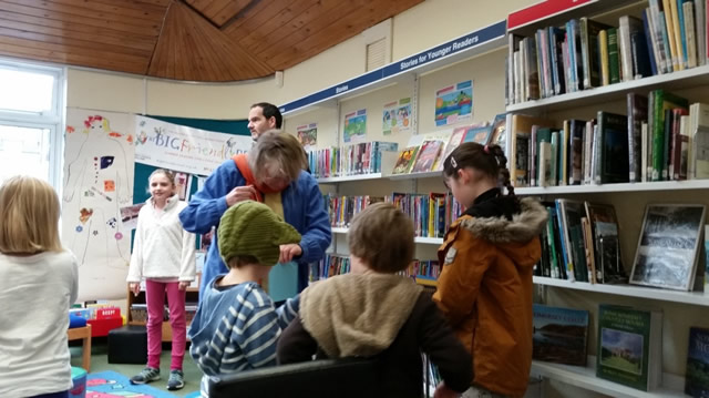 Children taking part in a craft event at Wincanton Library during a school holiday
