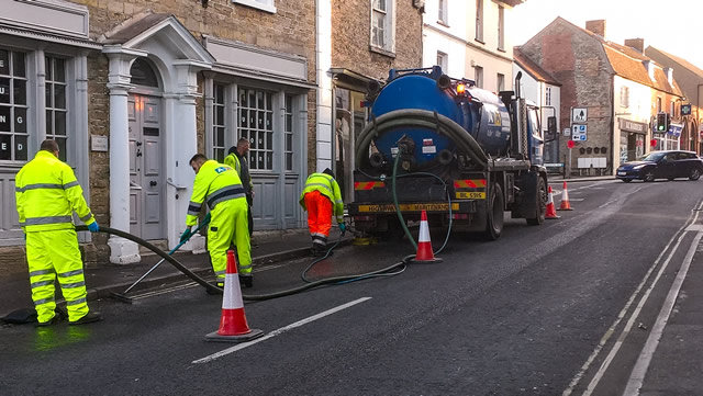 The clean-up crew working their way up Wincanton High Street