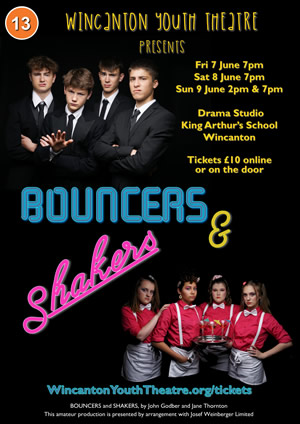 Wincanton Youth Theatre presents Bouncers & Shakers poster (Photos by Trixie at Studio H)