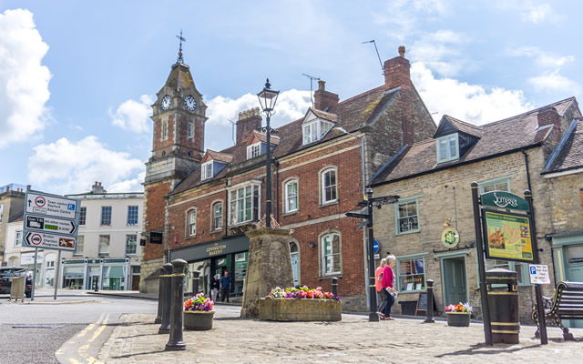 Wincanton Market Place, looking east towards the clock tower