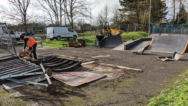 Wincanton's skatepark being demolished in preparation for the new one!