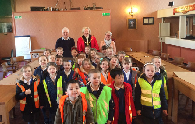 Wincanton Primary School pupils visit the Town Hall, February 2020