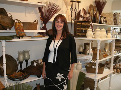 Anna Cuff in her shop, Elegant Homes