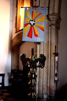 A banner within the Wincanton Parish Church