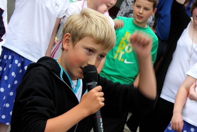 Year 5/6 pupils gave a preview of their upcoming performance of Grease