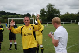 Ex Yeovil and Wincaton team accepting the trophy
