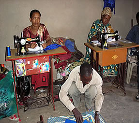 The tailoring group producing school uniforms