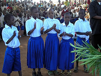 Students wearing brand new school uniforms